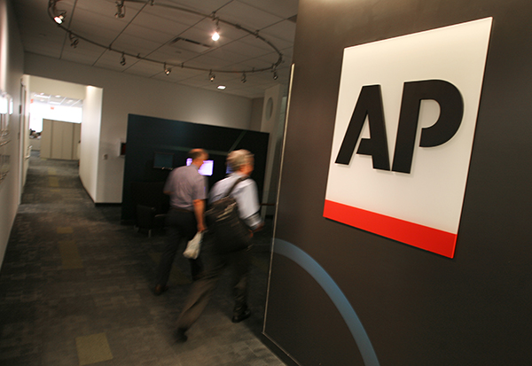 The entrance to the newsroom at AP's headquarters in New York.