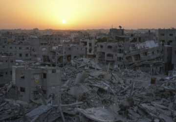 Destruction left by the Israeli air and ground offensive is seen in Khan Younis, Gaza Strip, Friday, Sept. 13, 2024. (AP Photo/Abdel Kareem Hana)