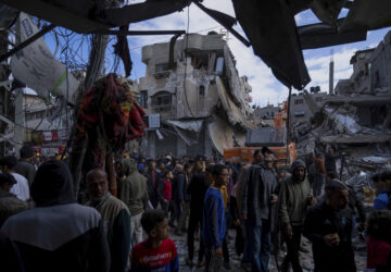 FILE - Palestinians check destruction after an Israeli strike in Rafah, Gaza Strip, Monday, March 4, 2024. (AP Photo/Fatima Shbair, File)