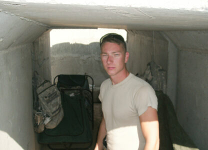 This undated photo provided by Amy Arthur in 2024 shows her husband, Chris Arthur, in Iraq. (Courtesy Amy Arthur via AP)