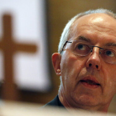 FILE - The Archbishop of Canterbury, Justin Welby, addresses the media during a press conference in Canterbury, England, Friday, Jan. 15, 2016. (AP Photo/Frank Augstein, File)