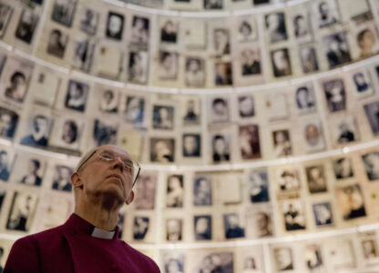 FILE - The Archbishop of Canterbury, Justin Welby, visits the Yad Vashem Holocaust memorial, in Jerusalem, Wednesday, May 3, 2017. (AP Photo/Ariel Schalit, File)