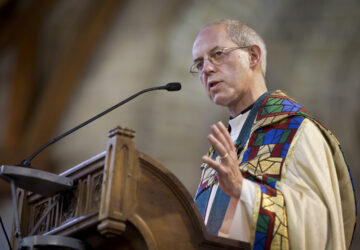FILE - In this Sunday, Oct. 20, 2013 file photo, the Archbishop of Canterbury Justin Welby conducts a service at the All Saints Cathedral in Nairobi, Kenya.(AP Photo/Ben Curtis, File)