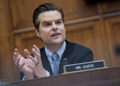 FILE - Rep. Matt Gaetz, R-Fla., speaks on Capitol Hill in Washington, March 12, 2024. (AP Photo/Nathan Howard, File)
