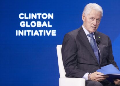 FILE - Bill Clinton, Founder and Board Chair of the Clinton Foundation & 42nd President of the United States, speaks during the Clinton Global Initiative, on Monday, Sept. 23, 2024, in New York. (AP Photo/Andres Kudacki, File)