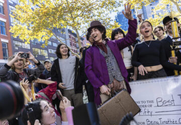 FILE - Miles Mitchell, 21, winner of the Timothee Chalamet lookalike contest near Washington Square Park, Sunday, Oct. 27, 2024, in New York. (AP Photo/Stefan Jeremiah, File)