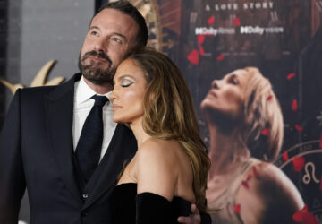 FILE - Ben Affleck, left, and Jennifer Lopez arrive at the premiere of 