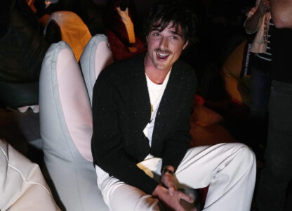 FILE - Actor Jacob Elordi sports a mustache at the Bottega Veneta Spring Summer 2025 fashion show in Milan, Italy, on Sept. 21, 2024. (AP Photo/Luca Bruno, File)