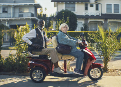 This image released by Magnolia Pictures shows Richard Roundtree, left, and June Squibb in a scene from the film 