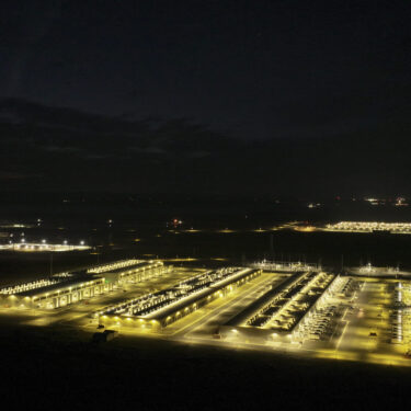 Amazon Web Services data center is seen at night on Thursday, Aug. 22, 2024, in Boardman, Ore. (AP Photo/Jenny Kane)