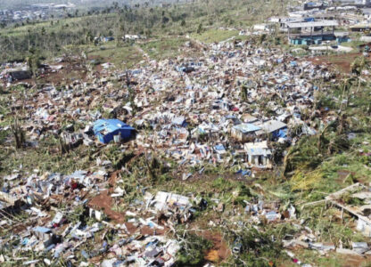 This undated photo provided Tuesday Dec. 17, 2024 by the French Interior Ministry shows devastated houses in the French territory of Mayotte in the Indian Ocean, after the island was battered by its worst cyclone in nearly a century, (Ministere de l'Interieur/Gendarmerie Nationale via AP)