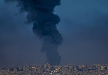 FILE - Smoke rises following an Israeli airstrike in the Gaza Strip, as seen from southern Israel, Dec. 29, 2023. (AP Photo/Ariel Schalit, File)