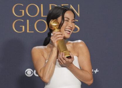 Anna Sawai poses in the press room with the award for best performance by a female actor in a television series - drama for 