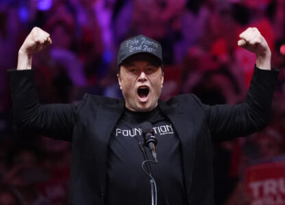 FILE - Elon Musk speaks before Republican presidential nominee former President Donald Trump at a campaign rally at Madison Square Garden on Oct. 27, 2024, in New York. (AP Photo/Evan Vucci, File)