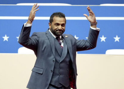 Kash Patel, President Donald Trump's pick to be the director of the FBI, arrives to speak at an Inauguration parade in Washington, Monday, Jan. 20, 2025. (AP Photo/Matt Rourke)