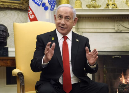 Israel's Prime Minister Benjamin Netanyahu speaks as he meets with President Donald Trump in the Oval Office of the White House, Tuesday, Feb. 4, 2025, in Washington. (AP Photo/Evan Vucci)