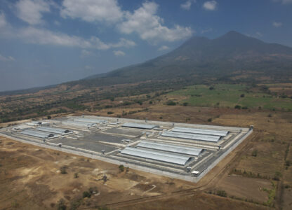FILE - The Terrorism Confinement Center, or CECOT, stands in Tecoluca, El Salvador, March 5, 2023. (AP Photo/Salvador Melendez, File)