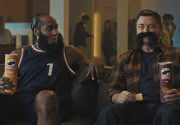 This image provided by Pringles shows the Pringles 2025 Super Bowl NFL football spot. (Pringles via AP)