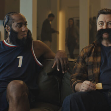This image provided by Pringles shows the Pringles 2025 Super Bowl NFL football spot. (Pringles via AP)