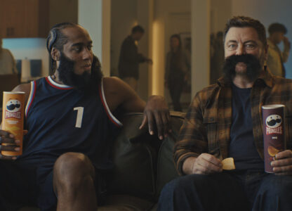 This image provided by Pringles shows the Pringles 2025 Super Bowl NFL football spot. (Pringles via AP)