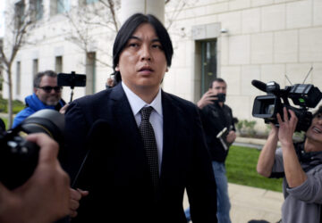 Ippei Mizuhara, former interpreter for Los Angeles Dodgers baseball star Shohei Ohtani expected to be sentenced for bank and tax fraud arrives at federal court on Thursday, Feb. 6, 2025, in Santa Ana, Calif. (AP Photo/Damian Dovarganes)