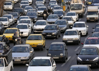 Motorists stuck in traffic in Tehran, Iran, Saturday, Feb. 8, 2025. (AP Photo/Vahid Salemi)