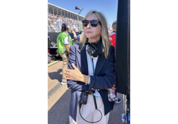 Andretti Global President Jill Gregory waits for the IndyCar season opening race, Sunday, March 2, 2025, in St. Petersburg, Fla. (AP Photo/Jenna Fryer)