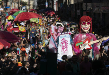 Revelers attend the 