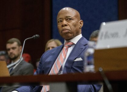 New York City Mayor Eric Adams appears before a House Committee on Oversight and Government Reform hearing with Sanctuary City Mayors on Capitol Hill, Wednesday, March 5, 2025, in Washington. (AP Photo/Rod Lamkey, Jr.)