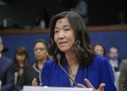 Boston Mayor Michelle Wu responds to questions during a House Committee on Oversight and Government Reform hearing with Sanctuary City Mayors on Capitol Hill, Wednesday, March 5, 2025, in Washington. (AP Photo/Rod Lamkey, Jr.)