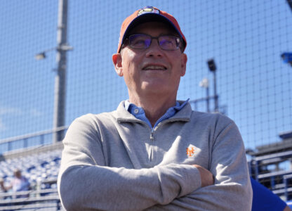 FILE - New York Mets owner Steve Cohen talks to the media during spring training baseball practice, Monday, Feb. 17, 2025, in Port St. Lucie, Fla. (AP Photo/Jeff Roberson, File)