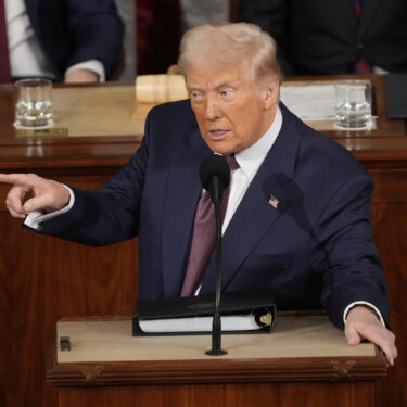 President Donald Trump addresses a joint session of Congress at the Capitol in Washington, Tuesday, March 4, 2025. (AP Photo/Ben Curtis)