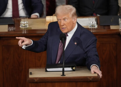 President Donald Trump addresses a joint session of Congress at the Capitol in Washington, Tuesday, March 4, 2025. (AP Photo/Ben Curtis)