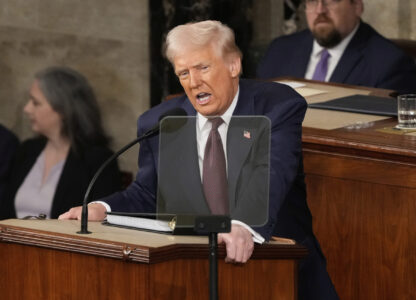 President Donald Trump addresses a joint session of Congress at the Capitol in Washington, Tuesday, March 4, 2025. (AP Photo/Ben Curtis)