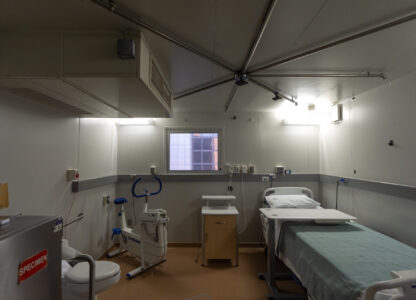 A metabolic chamber outfitted with sensors to measure how a subject uses food, air and water is seen at the National Institutes of Health in Bethesda, Md., on Thursday, Oct. 31, 2024. (AP Photo/Mark Schiefelbein)