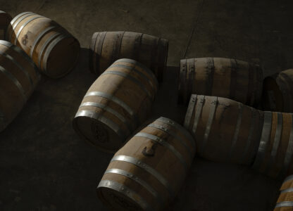 Bourbon barrels with product in them are seen inside of the Brough Brothers Distillery in Louisville, Ky., Saturday, March 8, 2025. (AP Photo/Jon Cherry)