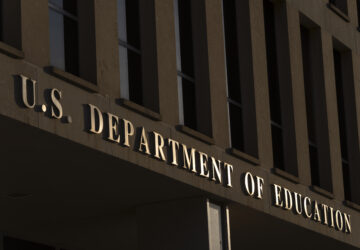FILE - The headquarters of the U.S. Department of Education, March 12, 2025, in Washington. (AP Photo/Mark Schiefelbein, File)