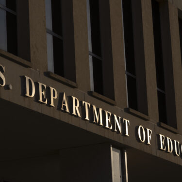 FILE - The headquarters of the U.S. Department of Education, March 12, 2025, in Washington. (AP Photo/Mark Schiefelbein, File)