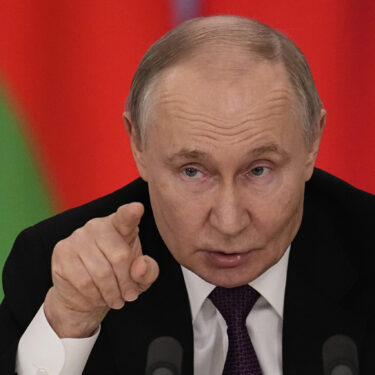 Russian President Vladimir Putin speaks during a joint news conference with Belarusian President Alexander Lukashenko following their talks at the Grand Kremlin Palace in Moscow, Russia, Thursday, March 13, 2025. (AP Photo/Alexander Zemlianichenko)