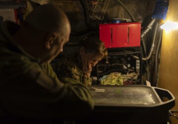 Ukrainian servicemen of Khartia brigade known by call signs 