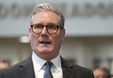 Britain's Prime Minister Keir Starmer visits a military base to meet planners mapping out next steps in the Coalition of the Willing in Northwood, London, Thursday, March 20, 2025.(AP Photo/Alastair Grant, Pool)