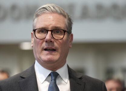 Britain's Prime Minister Keir Starmer visits a military base to meet planners mapping out next steps in the Coalition of the Willing in Northwood, London, Thursday, March 20, 2025.(AP Photo/Alastair Grant, Pool)