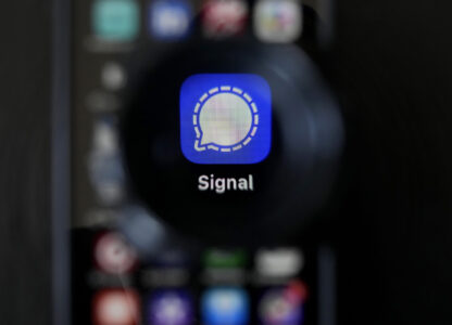 The Signal app is shown on a mobile phone in San Francisco, March 18, 2025. (AP Photo/Jeff Chiu)