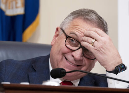 FILE - House Committee on Veterans' Affairs Chairman, Mike Bost, questions Department of Veterans Affairs Secretary Denis McDonough, during a hearing on whether the Veterans Affairs ignore and perpetrate sexual harassment, on Capitol Hill, Feb. 14, 2024, in Washington. (AP Photo/Manuel Balce Ceneta, File)