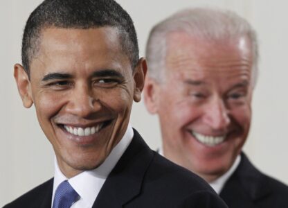 President Barack Obama and Vice President Joe Biden smile in the East Room of the White House in Washington, Tuesday, March 23, 2010, before the president signed the health care bill. (AP Photo/Charles Dharapak)