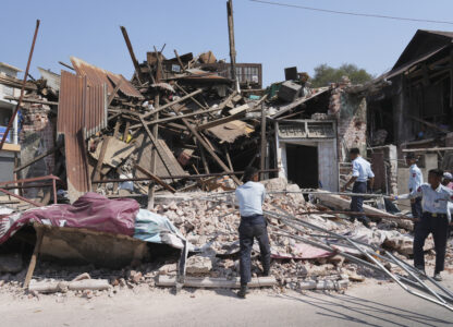 Myanmar's military rescuers work through rubble of a collapsed building following Friday's earthquake in Naypyitaw, Myanmar, Tuesday, April 1, 2025. (AP Photo)