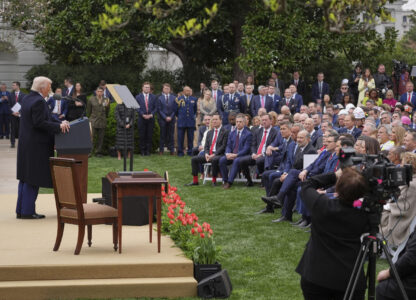 President Donald Trump speaks during an event to announce new tariffs in the Rose Garden of the White House, Wednesday, April 2, 2025, in Washington. (AP Photo/Evan Vucci)