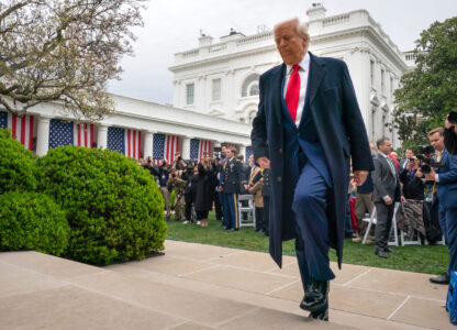 President Donald Trump walks toward the Oval Office after signing an executive order at an event to announce new tariffs in the Rose Garden of the White House, Wednesday, April 2, 2025, in Washington. (AP Photo/Mark Schiefelbein)