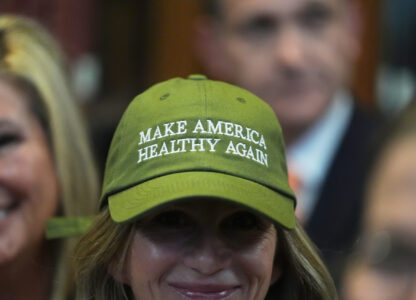 Supporters gather for a Make Indiana Healthy Again initiative event in Indianapolis, Tuesday, April 15, 2025. (AP Photo/Michael Conroy)