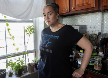 Priscilla Grim is seen on April 18, 2025, at her apartment in New York. (AP Photo/Julia Demaree Nikhinson)
